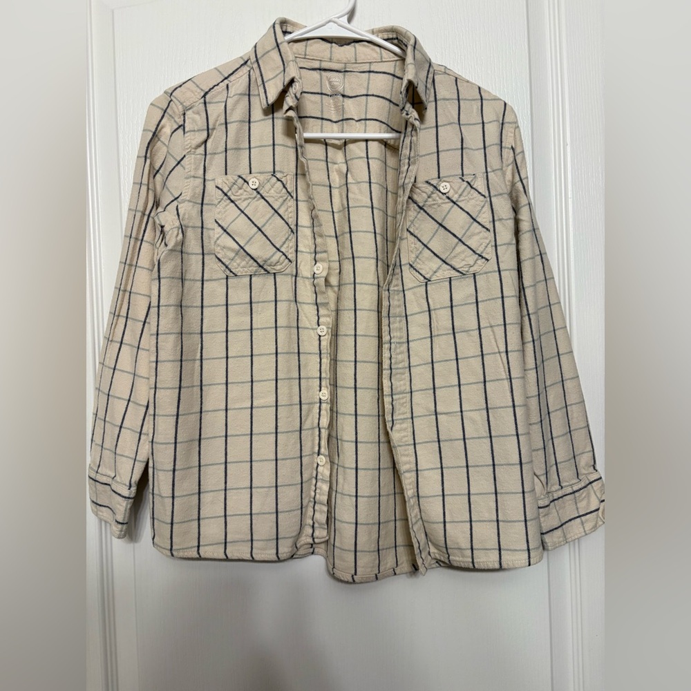 Wonder Nation Cream and Blue Plaid Shirt